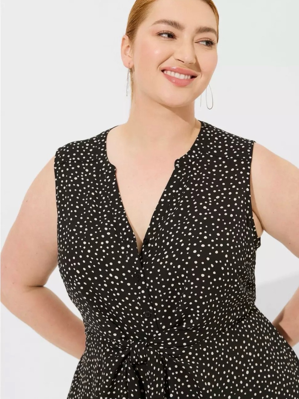 torrid Black & White Polka Dot Sleeveless Wrap Top